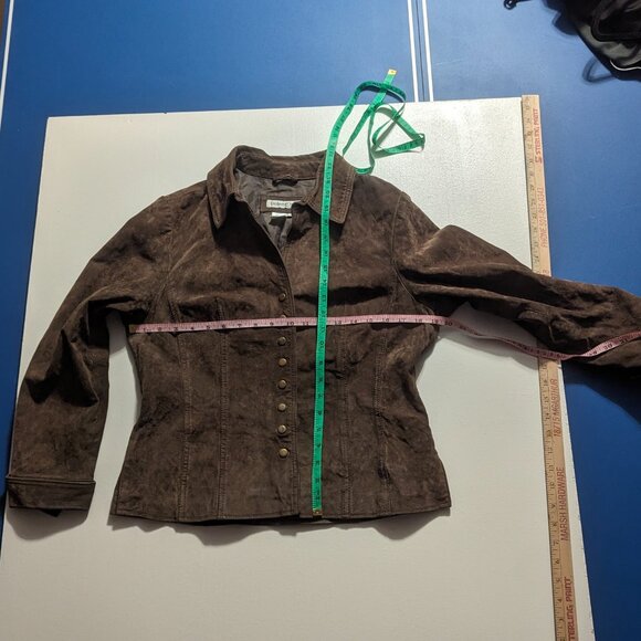 Coldwater Creek Size Medium Distressed Suede Jacket in Brown - Picture 9 of 12